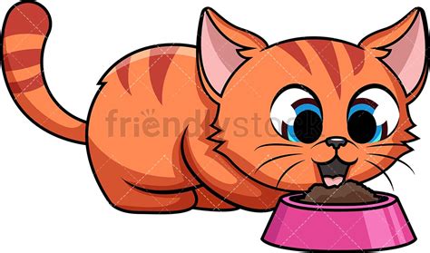 Cat Eating Cartoon Vector Clipart Friendlystock