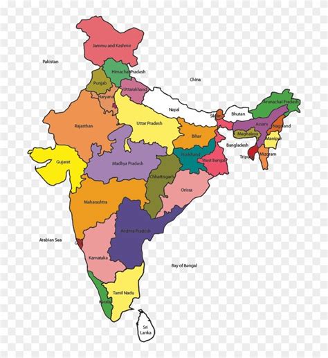 India Map Free Png Image - India Map With Only States Name, Transparent ...