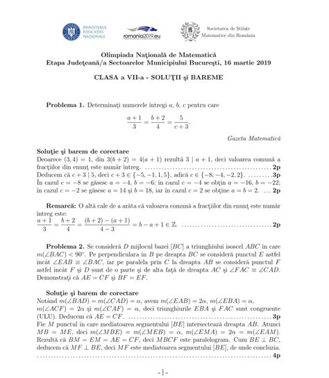 Olimpiada De Matematica 2019 Etapa Judeteana Clasele 5 8 Subiecte