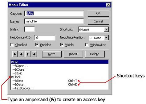 Learning Visual Basic 6 Working With Menus And Dialog Boxes