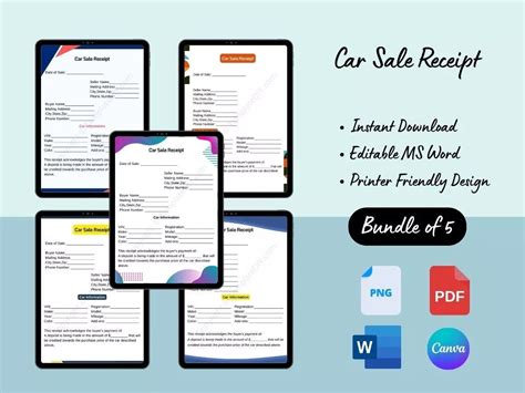 A Blank Printable Car Sale Receipt Template Is A Document That Allows