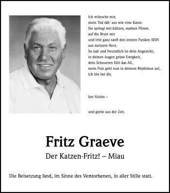 Traueranzeigen Von Fritz Graeve Wirtrauern