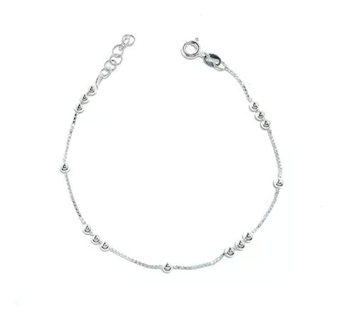 Pulsera Bolitas Cadena Veneciana Plata Fina Cuotas Sin Inter S