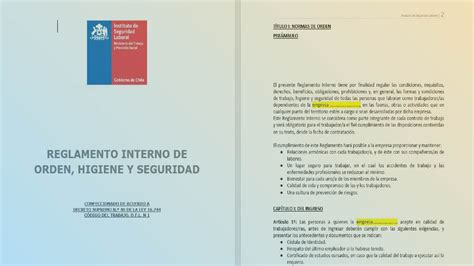 Qué Es El Reglamento De Orden Higiene Y Seguridad En Chile