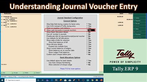 Understanding Journal Voucher Entries In Tally Erp 9 Tutorial Lesson 7 Youtube