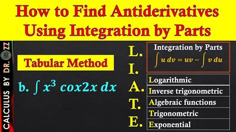 Using The Tabular Method Integration By Parts L I A T E Youtube