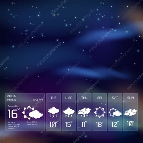 Weather forecast widget, illustration - Stock Image - F019/7234 ...