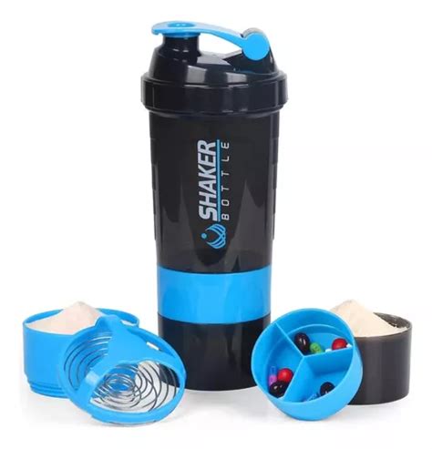 Vaso Proteina Botella Azul Shaker Para Batido Botella Gym 3 En 1