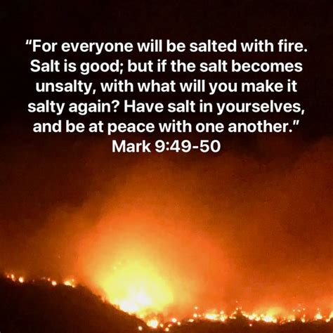 Mark 9 49 50 For Everyone Will Be Salted With Fire Salt Is Good But