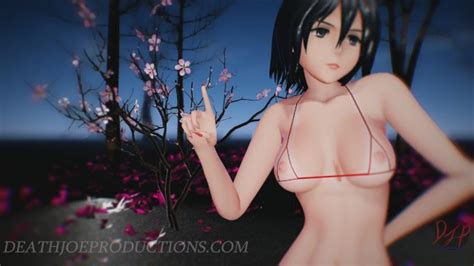 MMD R18 4k UHD Forest Green Bikini Mikasa Ackerman Baam 1074