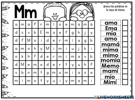 Sopa De Letras Letra M Interactive Worksheet School Activities