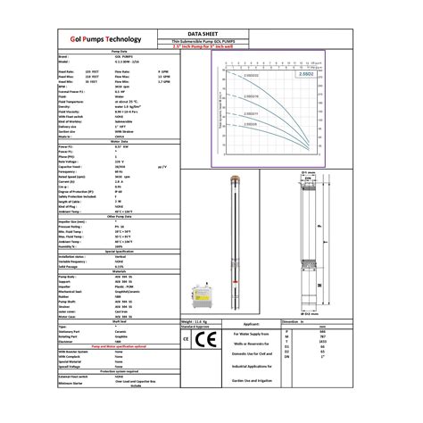 Gol Pumps In Wire Deep Well Submersible Pump Max Flow Gph