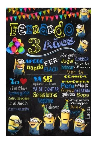 Kit Imprimible Pizarra Minions Textos Editables Regalos En Venta En