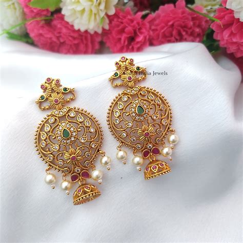 Matte Finish Long Size Earrings South India Jewels Online Shop