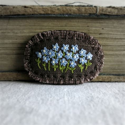 Forget Me Not Embroidered Brooch Hand Embroidered By Sidereal