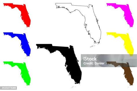 State Of Florida Silhouette And Outline Map Stock Illustration ...