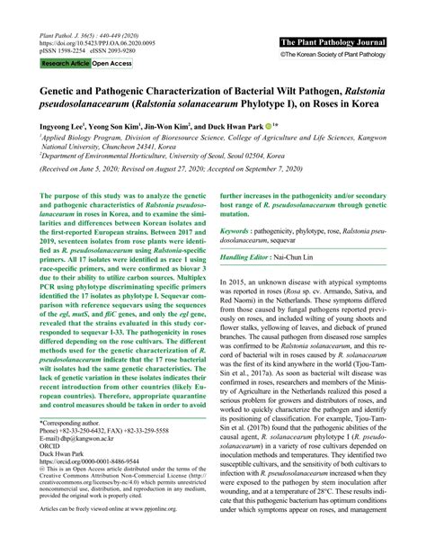 (PDF) Genetic and Pathogenic Characterization of Bacterial Wilt ... 
