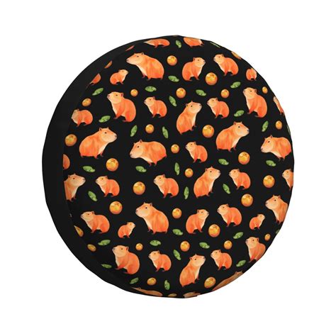 Spare Tire Cover Orange And Capybara Waterproof Sun Protection