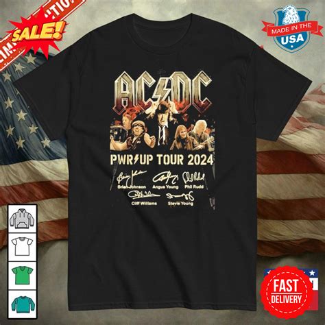 Official Ac Dc Pwr Up Tour 2024 Signature Shirt S 5xl