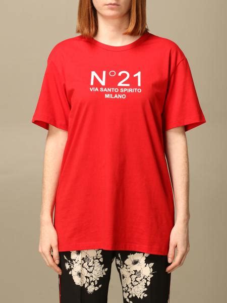 N° 21 N ° 21 Cotton T Shirt With Logo Red N° 21 T Shirt F051 6314