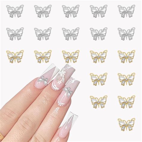 Amazon Vorey D Butterfly Nail Charms With Crystal Diamond Pcs