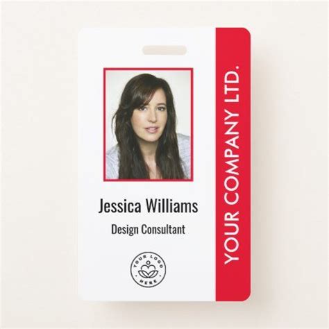 Personalized Corporate Employee ID Badge Red | Zazzle | Id badge ...