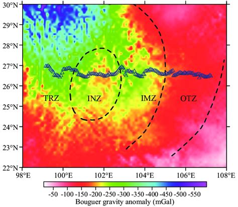 Map Of The Bouguer Gravity Anomaly Extracted From The Earth