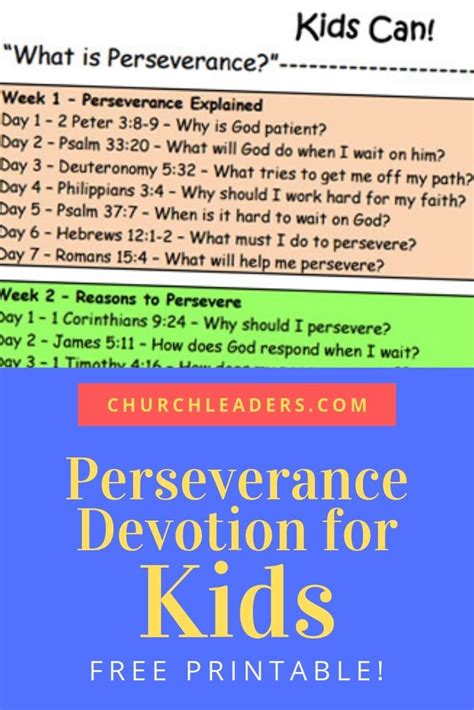 Free Printable What Is Perseverance Devotional For Kids