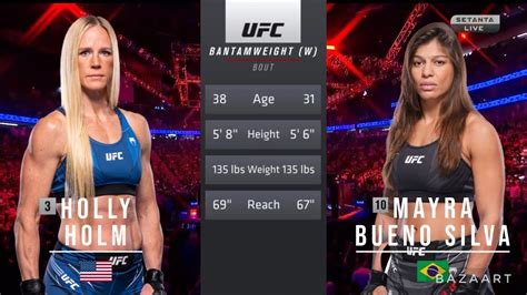 Holly Holm Vs Mayra Bueno Silva Full Fight Ufc On Espn 48 Youtube