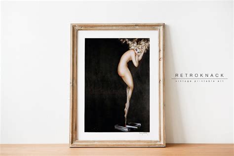 Nude Painting Printable Wall Art Art Deco Flapper Smoke Louis Icart