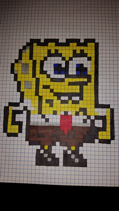 Bob Sponga Pixel Art Graph Paper Drawings Graph Paper Art Easy