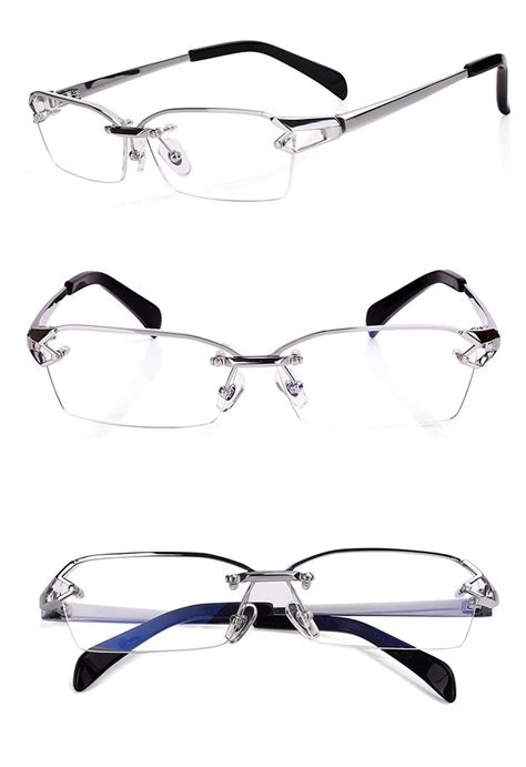 Agstum Pure Titanium Half Rimless Glasses Frame Optical Eyeglasses Clear Lens