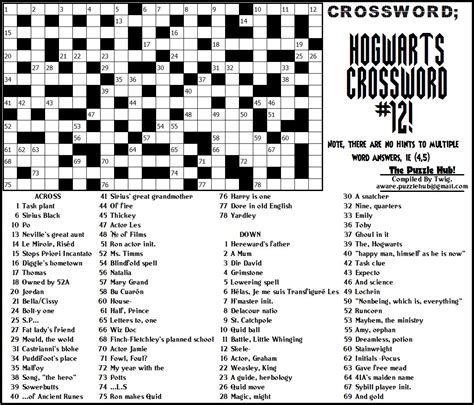 Free Printable Harry Potter Crossword Puzzles