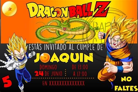 Invitacion Digital De Cumpleanos Goku Dragon Ball Z Personal Dragon