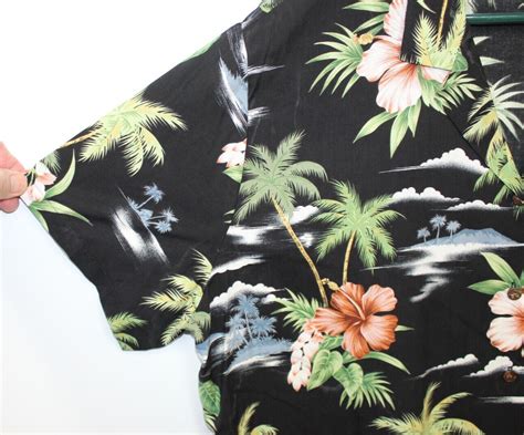 Hilo Hattie Hawaiian Original Mens Black Shirt Size X… Gem