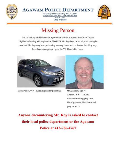 Agawam Police Searching For Missing Elderly Man