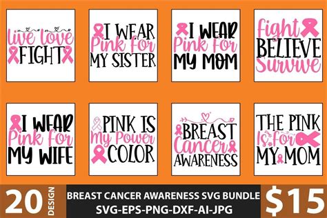 Breast Cancer Awareness Svg Bundle Vol Bundle Creative Fabrica