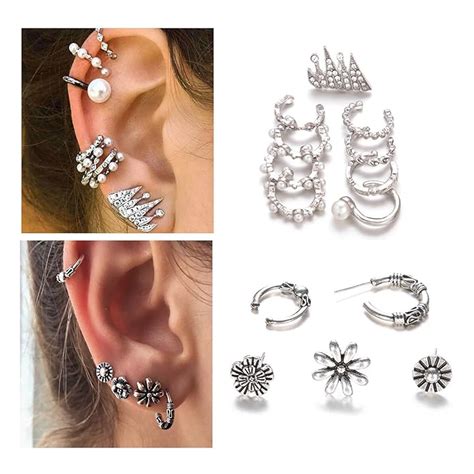 Kissyan Boho Cuff Earrings Set Crawler Earring Vintage Punk Stud