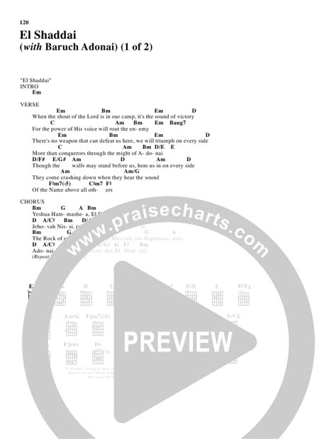 El Shaddai With Baruch Adonai Chords Pdf Paul Wilbur Praisecharts