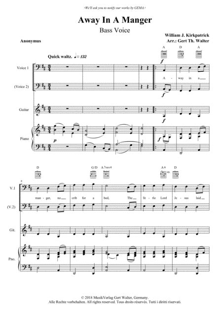 Away In A Manger Nd Version Arr Gert Th Walter Sheet Music