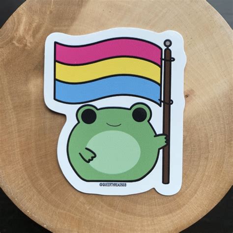 LGBTQ Frog Holding Pansexual Pride Flag Sticker Pride Frog Etsy New