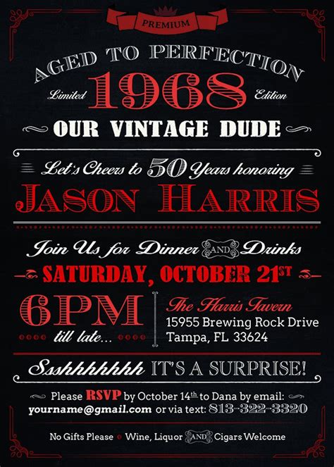 Aged To Perfection Birthday Invitation Vintage Dude Party Etsy