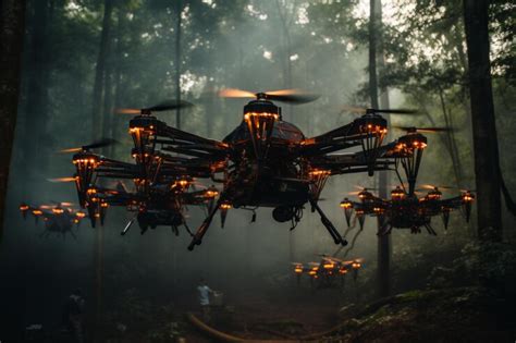 Premium AI Image | Swarm Of Drones Performing Synchronized Aerial ...