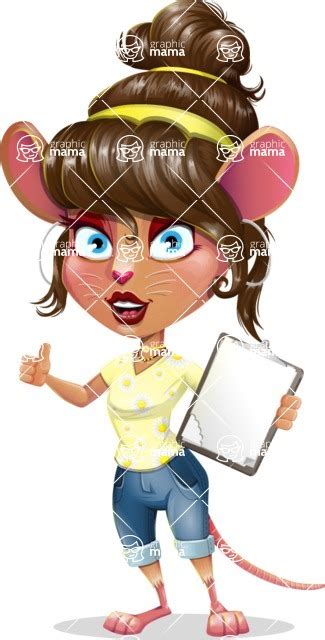 Cute Female Mouse Cartoon Vector Character Making Thumbs Up With