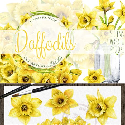 Daffodils Wreath Watercolor Flower Png Graphic By Watercolorartbyolga