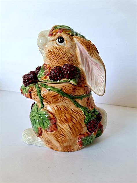 Vintage Fitz And Floyd Ceramic Rabbit With Blackberries Etsy