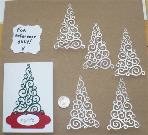 5 Cricut Scroll Christmas Trees Die Cuts Made From White