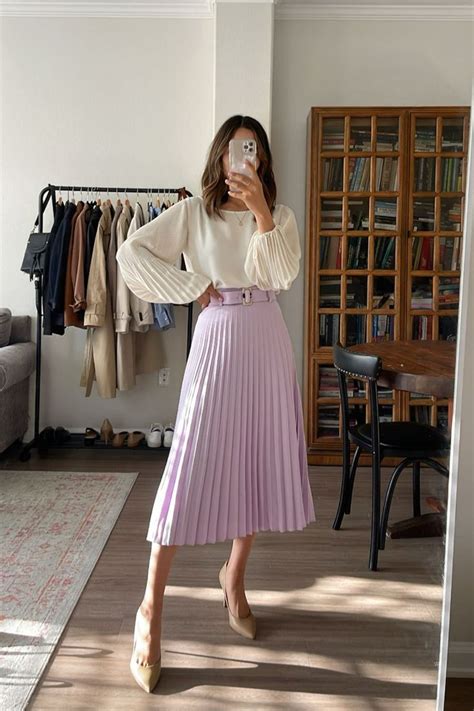 The 90s Cheeky Jean Curated On Ltk Purple Skirt Outfit Pleated Midi