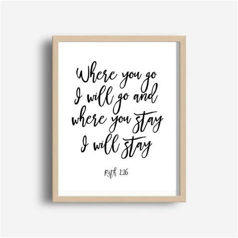 Where You Go I Will Go Ruth 1 16 Bible Verse Print | Etsy