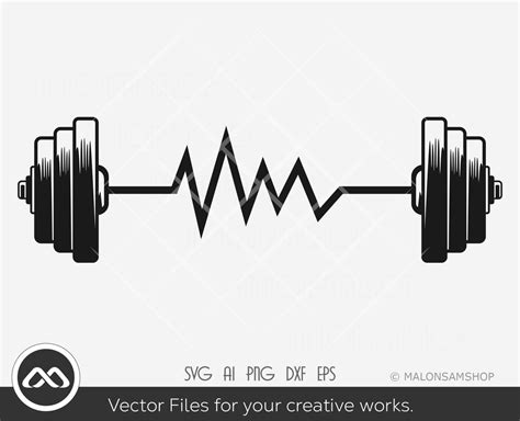 Weight Bar Heartbeat Barbell Svg Weight Lifting Svg Bodybuilding Svg Clipart Dumbbell Svg